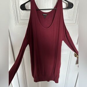 Express Women's Burgundy off the shoulder Long Sleeve dress